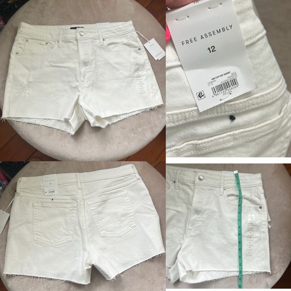 Summertime NWT (Flaw) Sz 12 Free Assembly White Denim Shorts - Picture 2 of 10